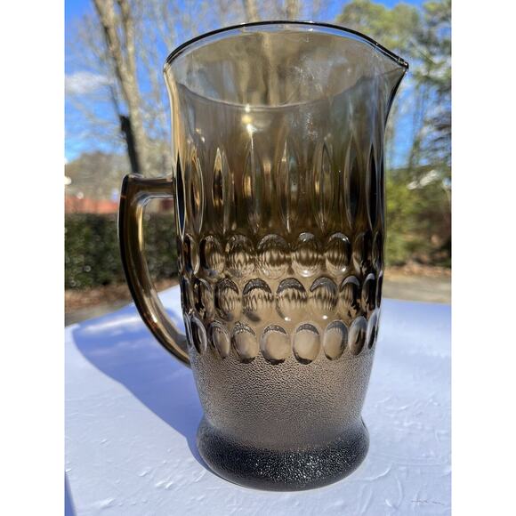 Vintage Anchor Hockings? Refreshment  5 Piece Set Smoky Dark Brown Rare - Picture 3 of 11